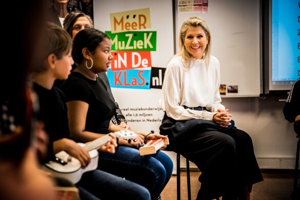 Koningin Máxima opent werkconferentie muziekonderwijs op Paleis Noordeinde